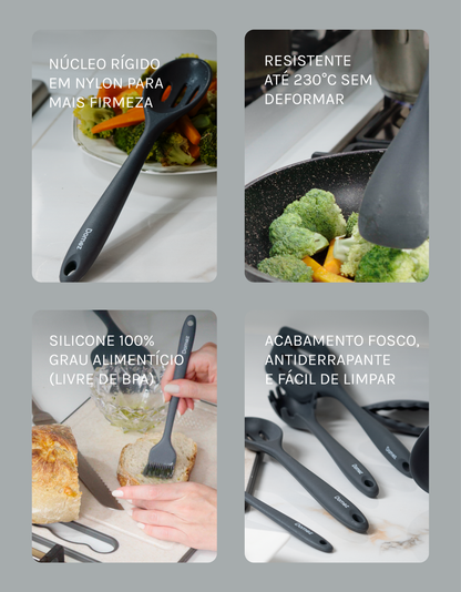 Kit 9 Utensílios de Cozinha Silicone Monobloco