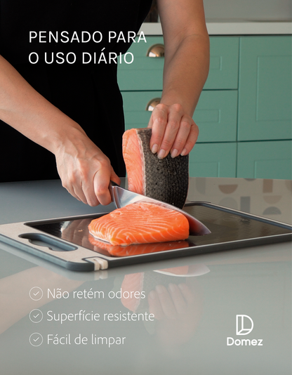 Tábua de Corte Dupla Face Inox e Polipropileno