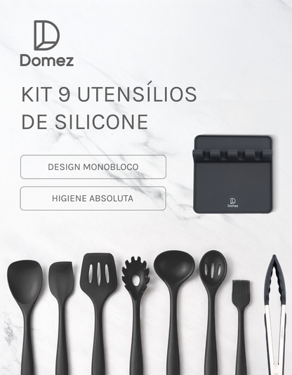 Kit 9 Utensílios de Cozinha Silicone Monobloco